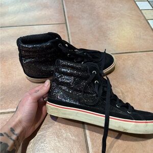 American Eagle Outfitters Black Glitter High-Top Sneakers